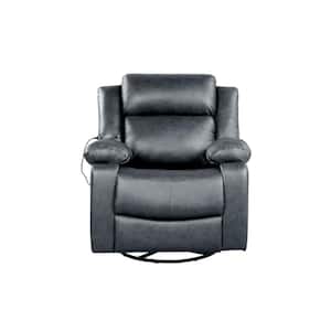 Leah Dark Grey Faux Leather Swivel Recliner with Massage