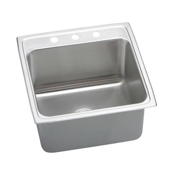 Elkay Lustertone Drop-In Stainless Steel 22 in. 3-Hole Single Bowl Kitchen Sink with 10 in. Bowl