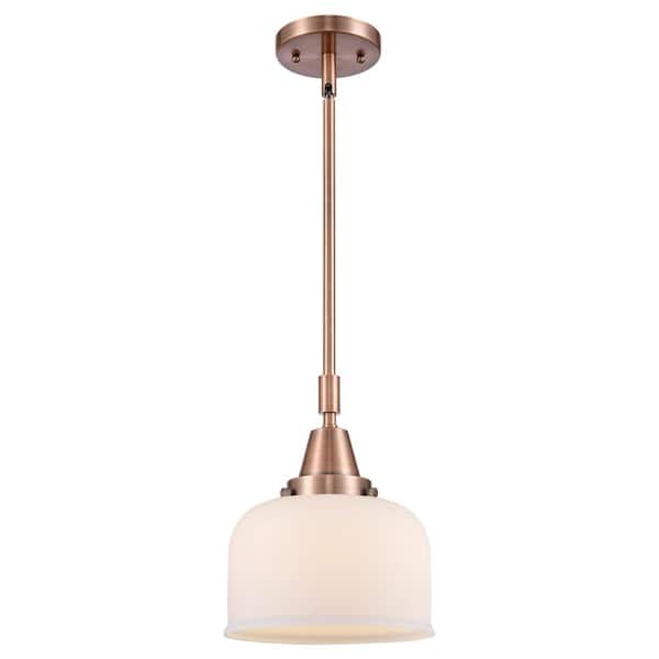 Bell 100-Watt 1-Light Antique Copper Standard Mini Pendant Light with Painted Glass Shade, No Bulbs Included