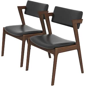 Vego Black Faux Leather Upholstered Mid-Century Dining Chairs (Set of 2)