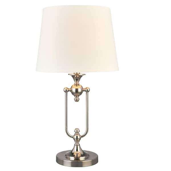 Hampton Bay 28-1/2 in. Polished Nickel Table Lamp with Fabric Shade