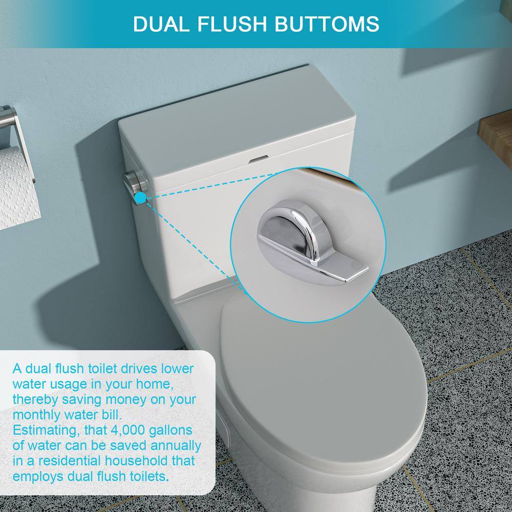 Glossy White Ceramic Elongated One-Piece Toilet with Soft-Close Seat