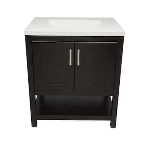 Taos 31 in. W x 22 in. D x 36 in. H Bath Vanity in Espresso with White Cultured Marble Top