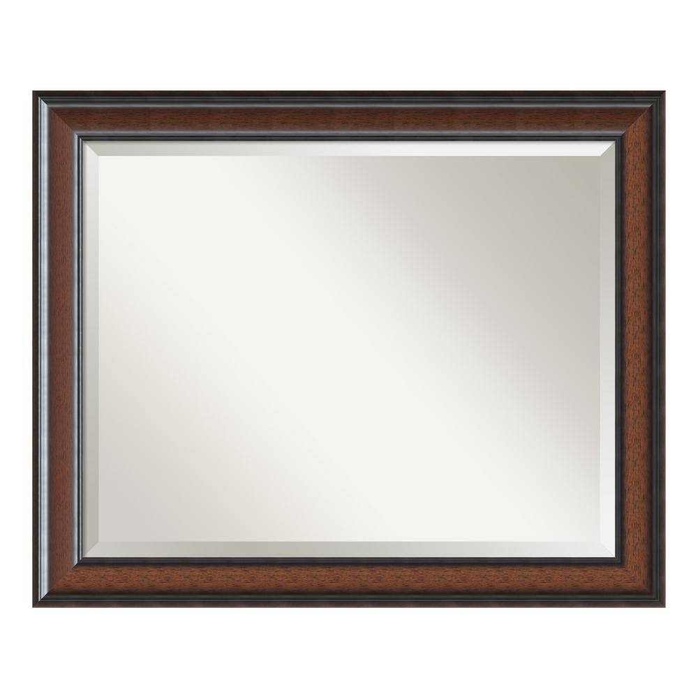 Cyprus Walnut Beveled Wood Rectangular Wall Mirror
