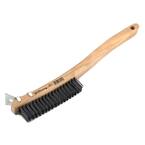 13-11/16 in. Curved Wood Handled Carbon Steel Wire Scratch Brush and Metal Scraper