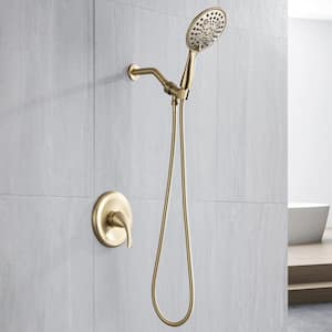 Single Handle 4-Spray Patterns Shower Faucet 2.5 GPM with Pressure Balance Anti Scald in Brushed Gold