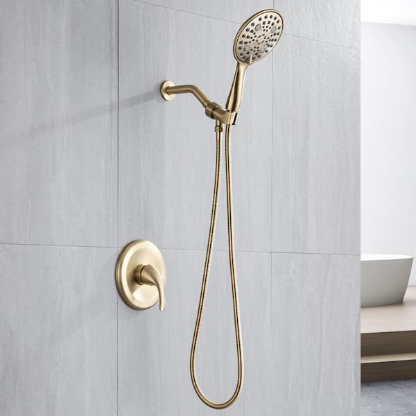 Staykiwi Single Handle 4-Spray Patterns Shower Faucet 2.5 GPM with Pressure Balance Anti Scald in Brushed Gold