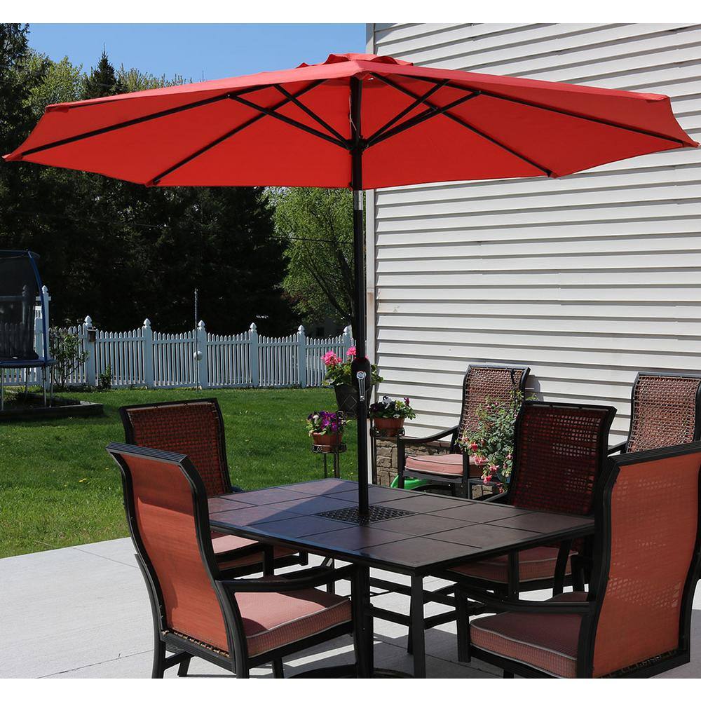 Burnt Orange 9-Foot Aluminum Patio Umbrella with Polyester Canopy