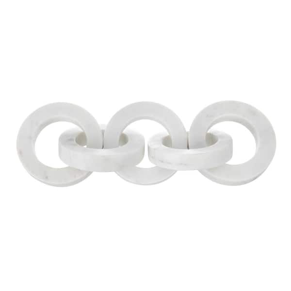 A & B Home White 5-Link Marble Chain Sculpture17.5x4 in. - Natural/White