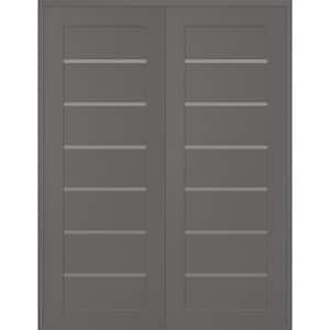 Alba 56 in. x 80 in. Both Active 6-Lite Frosted Glass Gray Matte Composite Double Prehung Interior Door