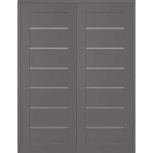 Alba 48 in. x 80 in. Both Active 6-Lite Frosted Glass Gray Matte Composite Double Prehung French Interior Door