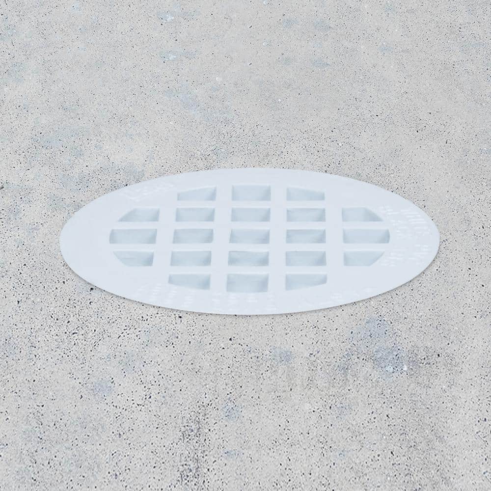 White Round PVC Snap-In Floor Drain with Strainer