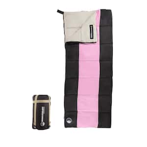 Kids Lightweight Sleeping Bag with Carrying Bag and Compression Straps in Pink/Black