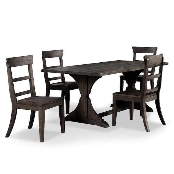 Urban Small Dining Table Set - Black with Brown Wood - Atlantic