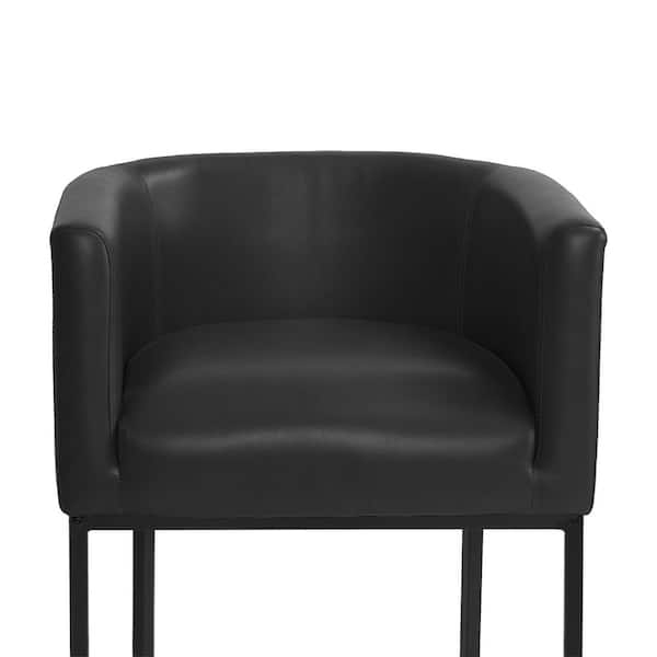 26 in. Black Low Back Bar Stool with Metal Frame Counter Height Faux Leather Upholstered Counter Stool (Set of 4)