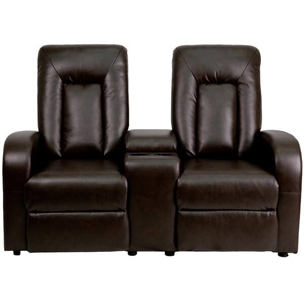 Flash Furniture Eclipse Series 2 Seat Motorized Push On And Automated Reclining Brown Leather Theater Seating Unit With Cup Holders Bt702592pbrn Flash Furniture Eclipse Series 2 Seat, Theatre Chairs With Cup Holders