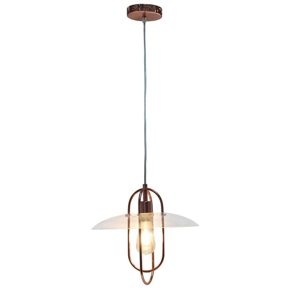 Elegant Elongated Pendant in Rose Gold with Chic Glass Shade