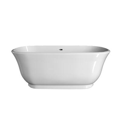 67 in. Acrylic Oval Flatbottom Freestanding Bathtub in White