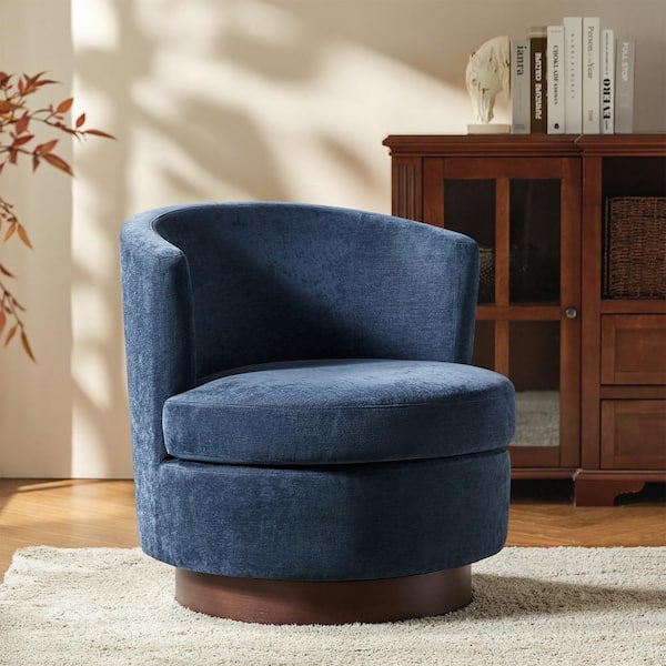 JAYDEN CREATION Arwah Navy Polyester Cushioned Barrel Chair with