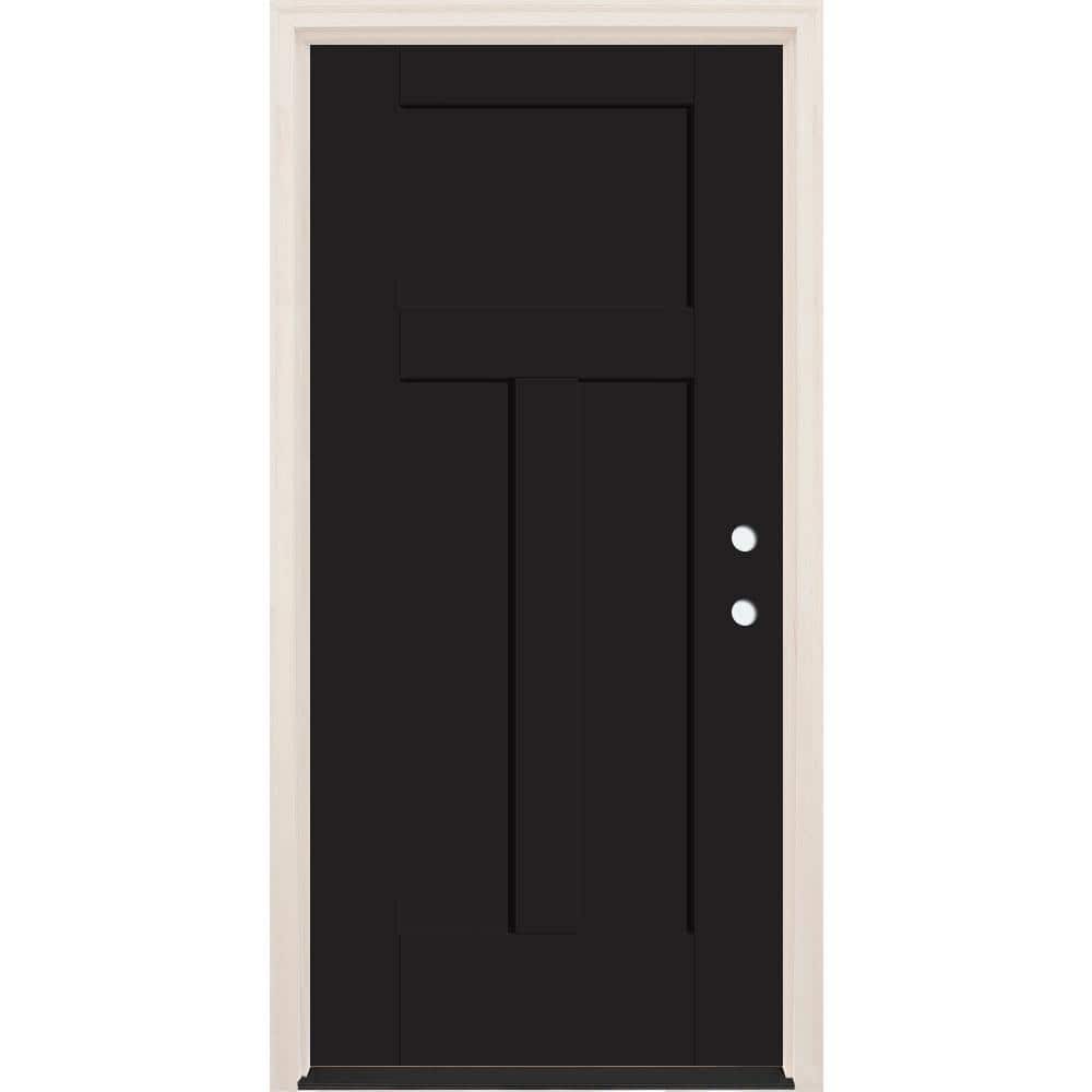 Builders Choice 36 in. x 80 in. 3-Panel Craftsman Left-Hand Onyx ...
