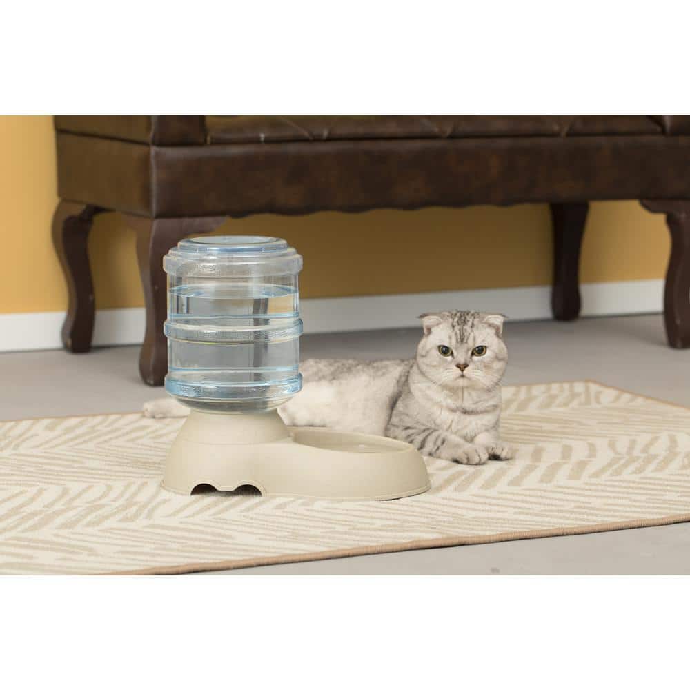 Beige Automatic Self Dispensing Gravity Pet Feeder and Waterer