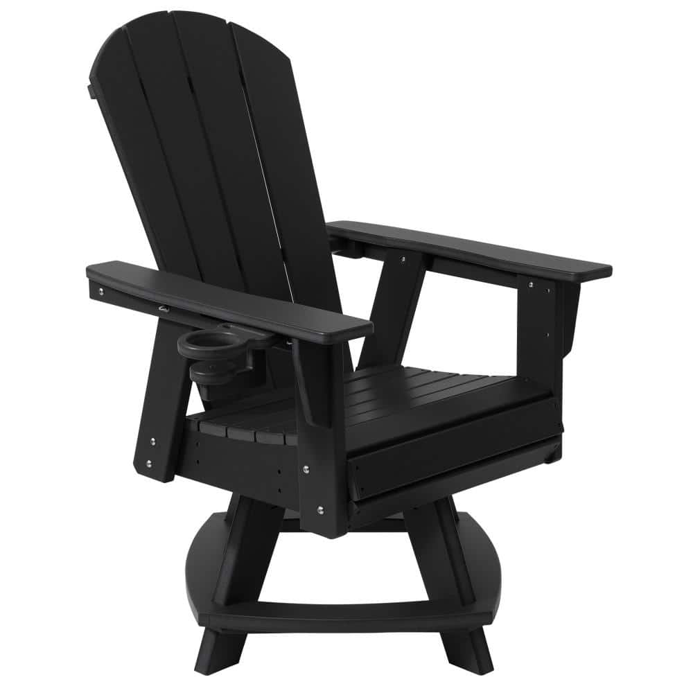 Laguna Fade Resistant Outdoor Patio HDPE Adirondack Swivel Dining Chair with Cup Holder, Black price history on PriceWatchPro