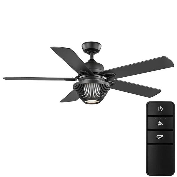 Home Decorators Collection 52 in. Braise Matte Black Indoor LED Ceiling Fan with Light Kit and Remote Control