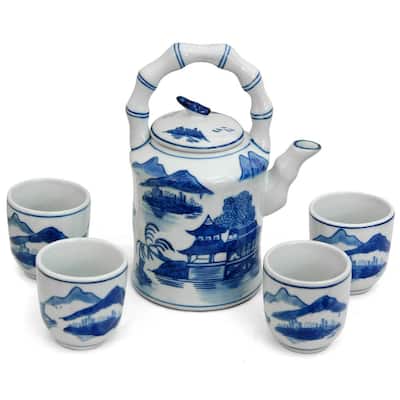 Landscape Blue and White Porcelain Tea Set