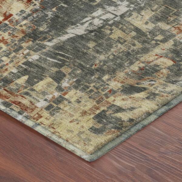 Mayfield Premium Machine Washable Abstract AMF2254 Pewter 3 ft. x 4 ft. Area Rug