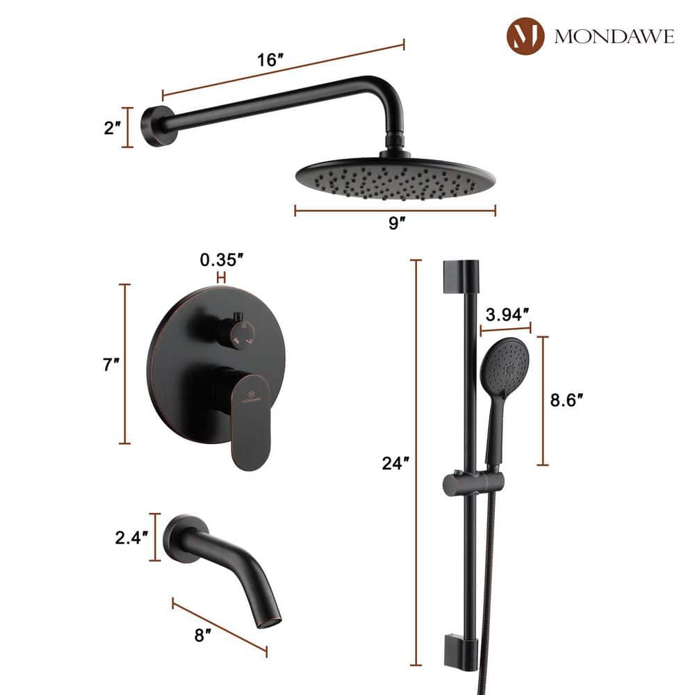 Oil-Rubbed Bronze Adjustable Height Multi-Head Shower System