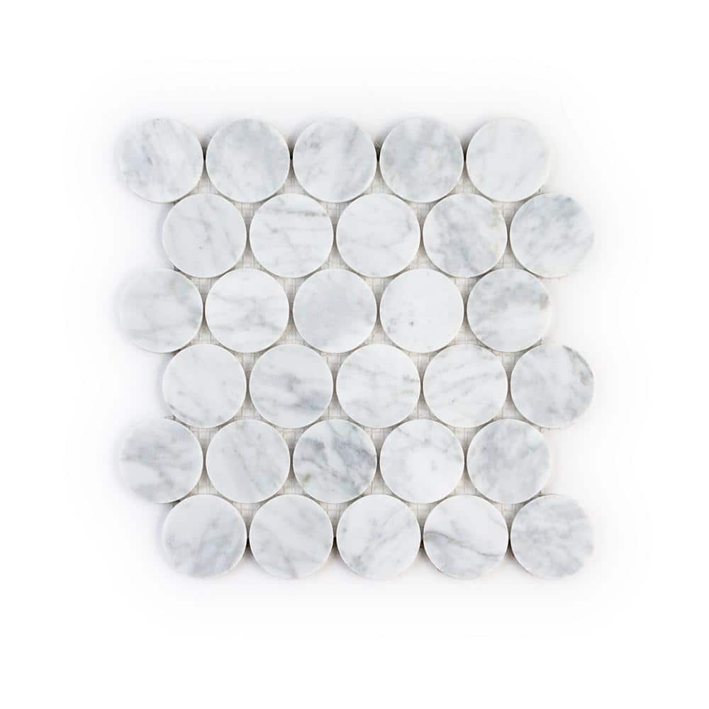 Sea Salt Round Venato White 11.125 in. x 11.625 in. Penny Honed Marble Wall and Floor Mosaic Tile (8.98 sq. ft./Case) price history on PriceWatchPro