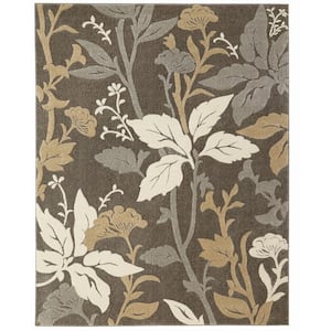 Blooming Flowers Gray 8 ft. x 10 ft. Area Rug