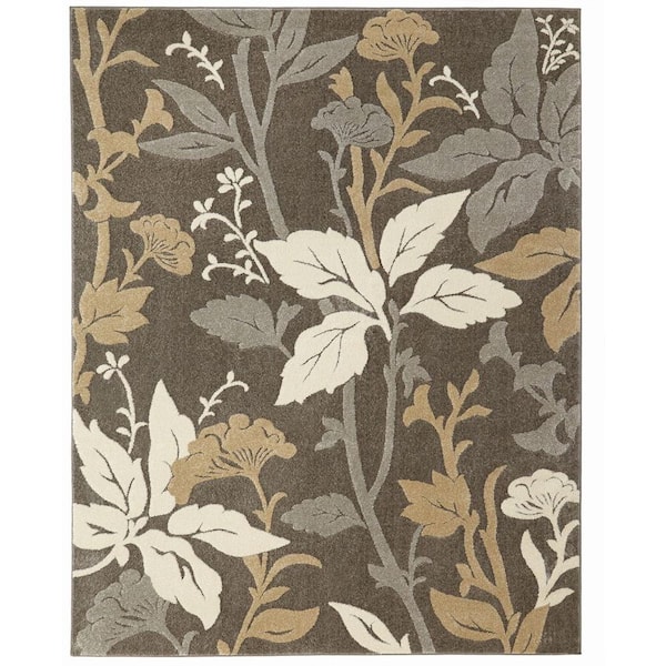 Home Decorators Collection Blooming Flowers Gray 9 ft. x 13 ft. Area Rug
