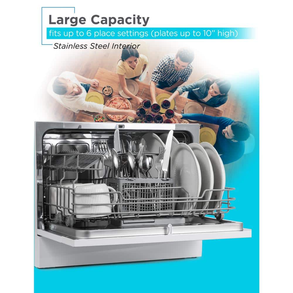 White Stainless Steel Portable Countertop Dishwasher for RV