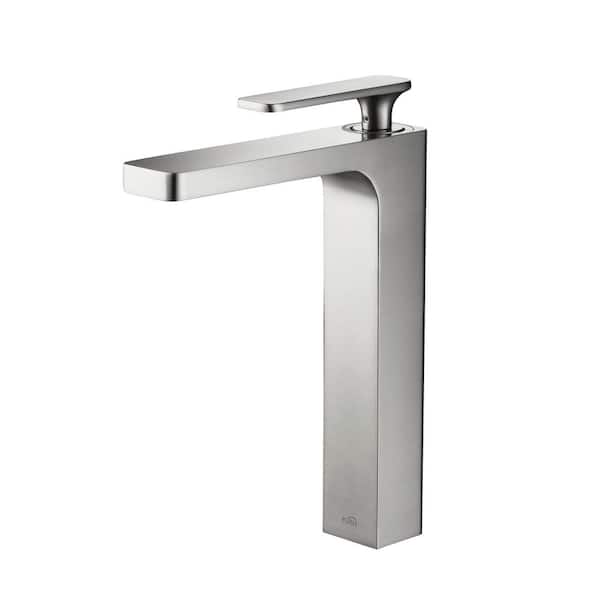Single Handle Lever Handle Single Hole Bathroom Sink Faucet with Supply Lines and Adjustable Flow Rate in Brushed Nickel