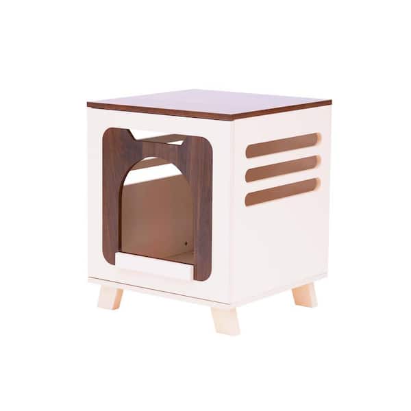 TEAMSON PETS Elyse Elevated Vented Wooden Cat Litter Box Enclosure Side Table, Mocha