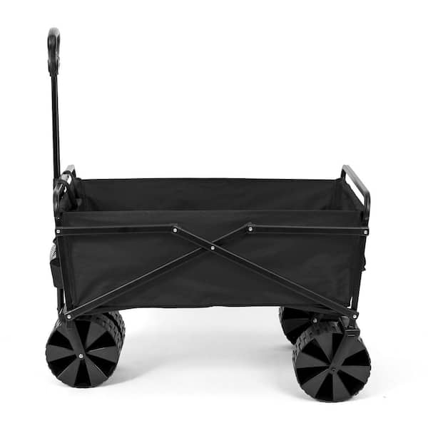 SEINA 150 lbs. Capacity Manual Folding Utility Beach Wagon Outdoor Cart in  Black SUW-406-BLACK - The Home Depot
