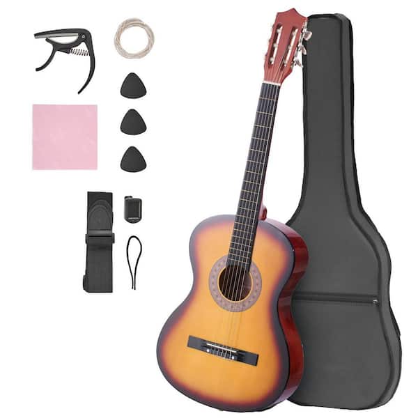 Classical Guitar, 38 in. Wood Classical Guitar Starter Kit for Beginners, with Nylon Strings, Gig Bag, Strap, Sunburst