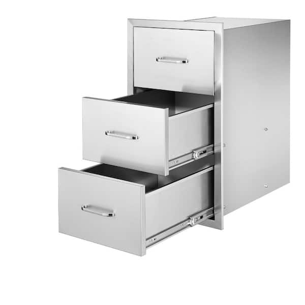 16.5 in. W x 29 in. H Stainless Steel Triple BBQ Drawers with Paper Towel Holder