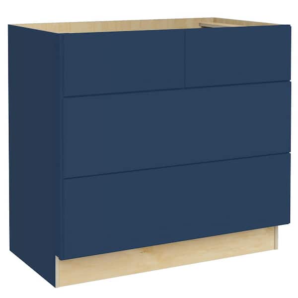 Hargrove 36 in. W x 24 in. D x 34.5 in. H Assembled Plywood Cooktop Base Kitchen Cabinet in Vessel Blue with Soft Close