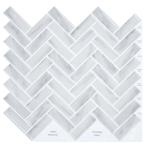 Staggered Rectangle Peel and Stick Gray Backsplash Tile 12 in. x 12 in. Vinyl Wall Tile 10-Pack