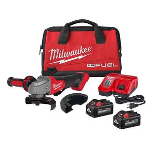 M18 FUEL 18-Volt Lithium-Ion Brushless Cordless 4-1/2 in./5 in. Grinder, Paddle Switch Kit with Two 6.0 Ah Batteries