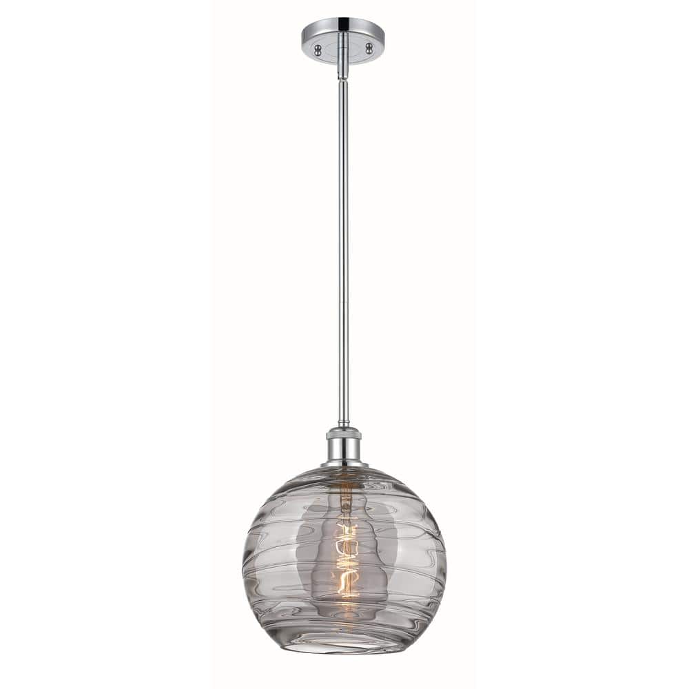Athens Deco Swirl 100-Watt 1-Light Polished Chrome Standard Mini Pendant Light with Painted Glass Shade price history on PriceWatchPro