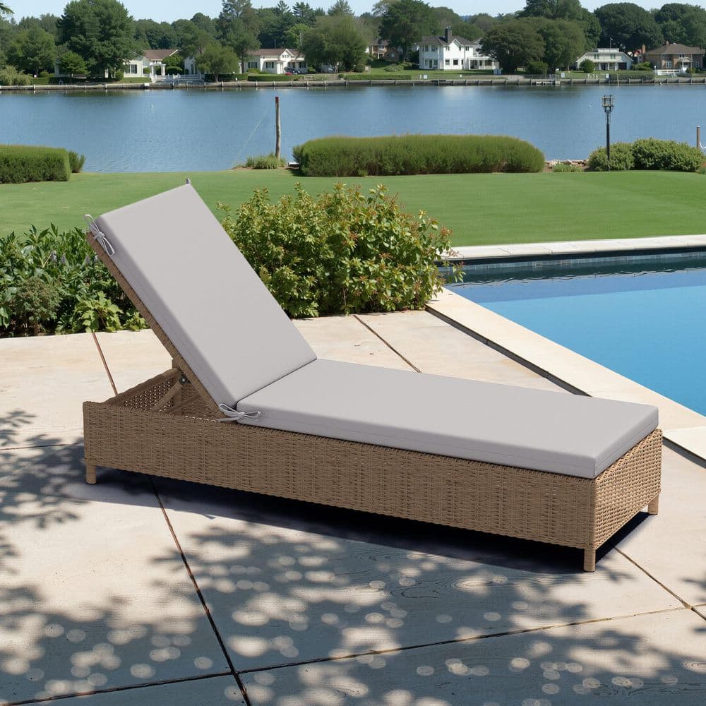 Oversized Light Gray 80 in. x 23 in. Chaise Lounge Cushions Set with Adjustable Ties price history on PriceWatchPro