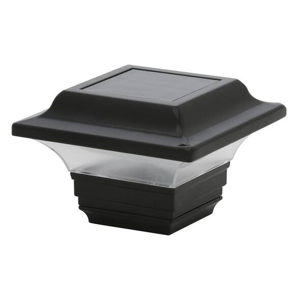 Classy Caps Imperial 2 5 In X 2 5 In Outdoor Black Cast Aluminum Led Solar Post Cap 2 Pack Slo82b The Home Depot