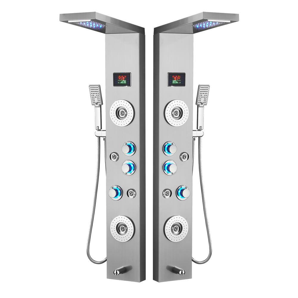 androme 55 in. LED Rainfall Waterfall Shower Head Rain Massage System