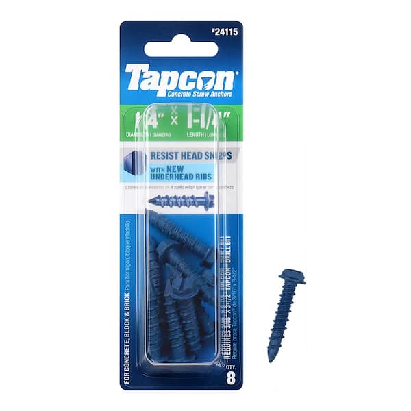 Tapcon 1/4 in. x 1-1/4 in. Hex-Washer-Head Concrete Anchors (8-Pack)