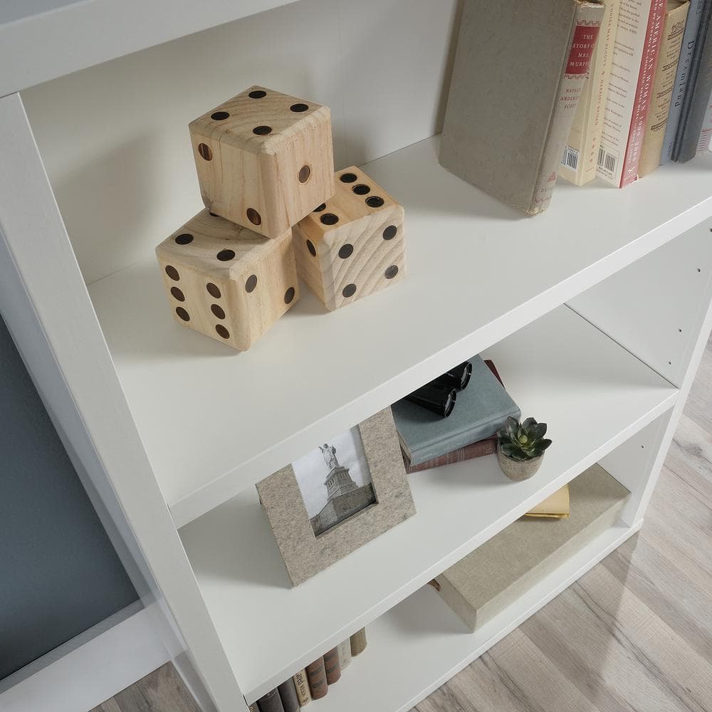 Soft White Adjustable 3-Shelf Display Bookcase with Cubes