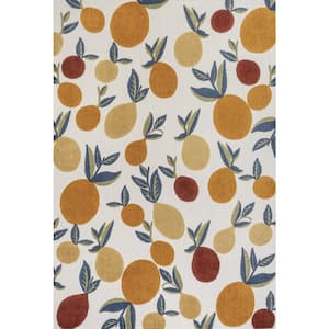 Limone Bold Lemon High-Low Orange/Beige/Cream 5 ft. x 8 ft. Indoor/Outdoor Area Rug