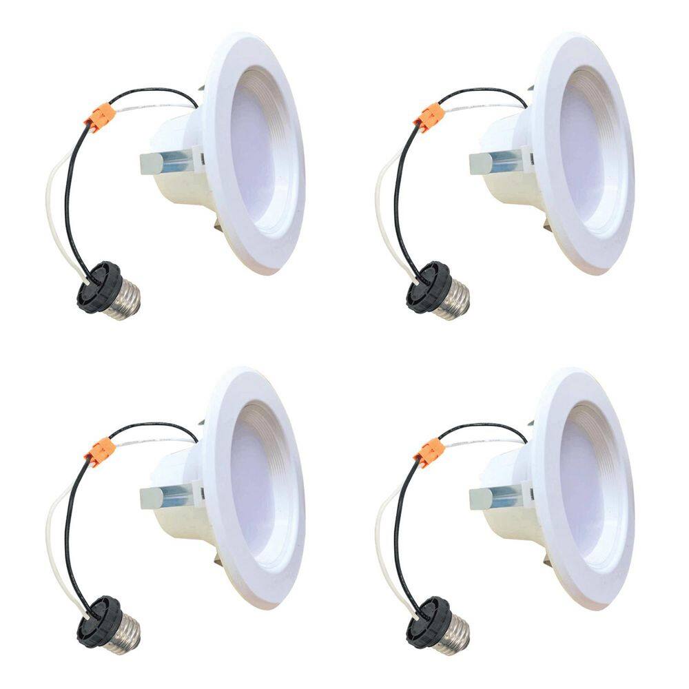 4 in. Adjustable 2700K Integrated LED White Retrofit, 65-Watt Equivalent Dimmable LED Recessed Lighting Kit (4-Pack) price history on PriceWatchPro